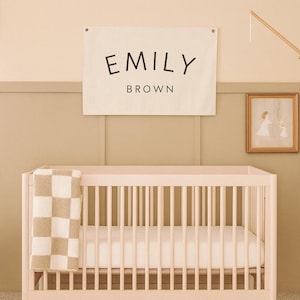 Custom Baby Name Flag Canvas Flag/ Nursery Kids Room Name Sign/ Custom Nursery decor/Name Banner Wall Decor/ boho nursery decor/ Name Banner