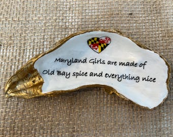 Maryland themed gift, oyster shell trinket dish, unique gift for a Maryland girl, Old Bay lover, Maryland lover gift