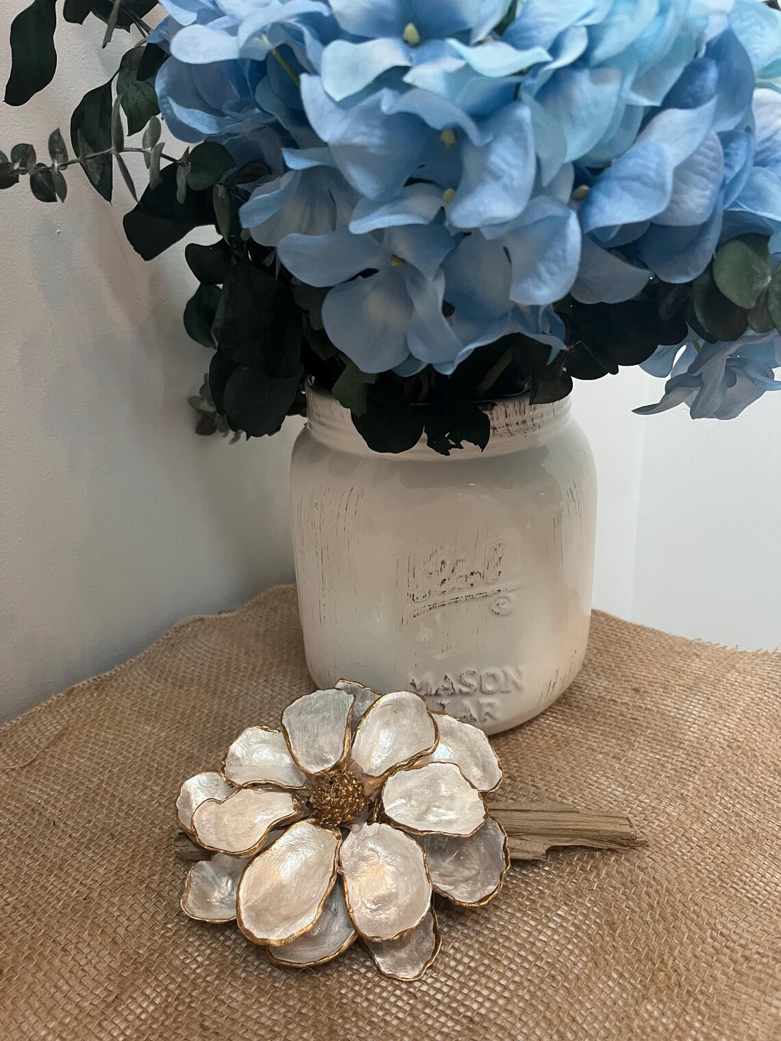 Beautiful Magnolia Flower Decoration Made From Shells, Elegant Coastal ...