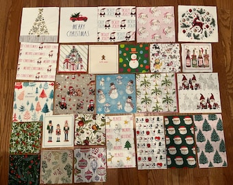 decoupage napkin bundle, 26 Christmas inspired napkins for decoupage, cardmaking or any paper craft, Christmas napkins for DIY crafts