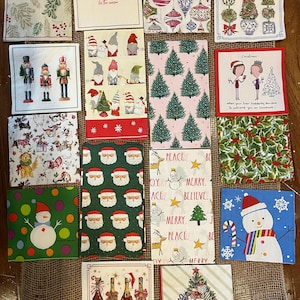 decoupage napkin bundle, 16 Christmas paper napkins for decoupage, multimedia, cardmaking or any paper crafting, napkins for DIY crafts