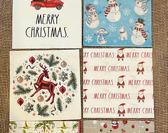 decoupage napkin bundle, 11 Christmas  paper napkins for decoupage, multimedia, cardmaking or any paper crafting, napkins for DIY crafts