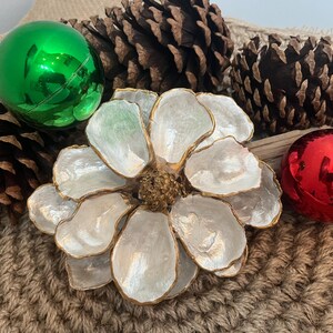 Beautiful Magnolia Flower Decoration Made From Shells, Elegant Coastal ...