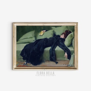 Decadent Vintage Woman Resting | Cottage Wall Art | Vintage Oil Painting | Printable Art | Digital Download | Victorian Portrait Art