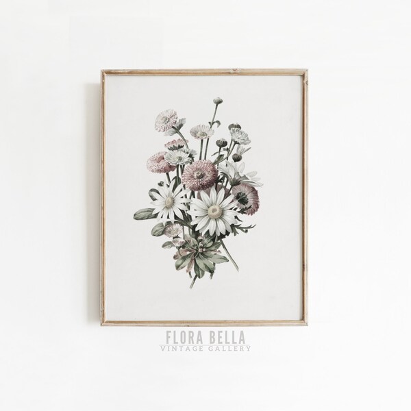 Vintage Daisies | Wall Art | Farmhouse Art | Printable Wall Art | Cottage Decor | Digital Download | Vintage Print | Floral Decor