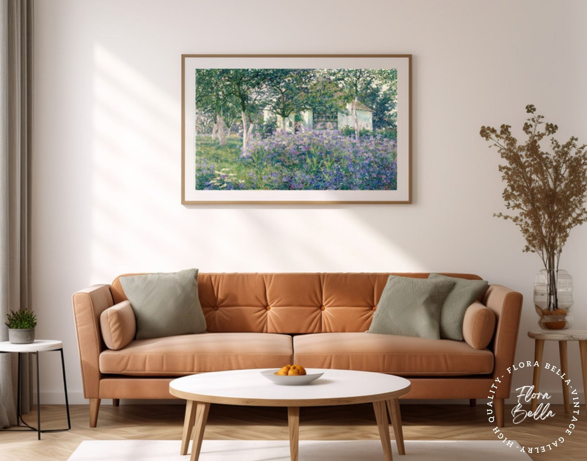 Lavender Cottage Garden Farmhouse Art Cottage Wall Art Vintage Oil ...