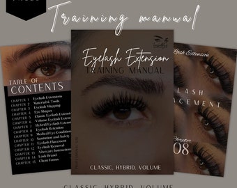 Redigerbar träningsmanual för ögonfransförlängning, klassisk fransmanual, volymfransmanual, hybridfransmanual, franskurs, fransträning