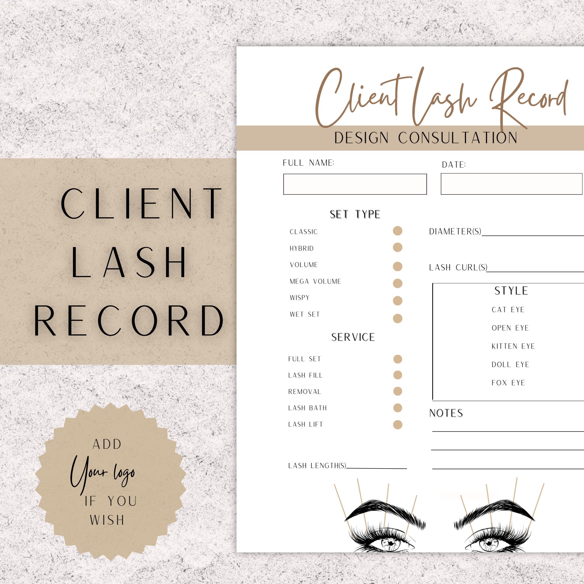 Lash Client Record Template, Editable Lash Mapping, Printable Form ...