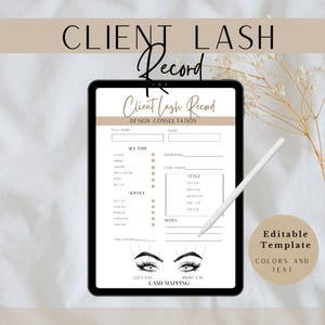 Lash Client Record Template, Editable Lash Mapping, Printable Form, Client Consent Form, Eyelash Extensions Client Record, Lash Record