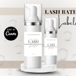 Lash Bath Label Template, Lash Shampoo Label, Eyelash Foam Cleanser, Eyelash Cleaner, Wrapper Sticker, Lash Bath Label,DIY Label design
