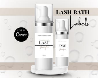 Lash Bath Label Template, Lash Shampoo Label, Eyelash Foam Cleanser, Eyelash Cleaner, Wrapper Sticker, Lash Bath Label,DIY Label design