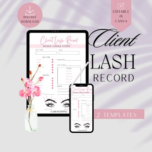 Lash Client Record Template, Editable Lash Mapping Printable Form, Eyelash Extensions Client Record, Pink and white lash form,Lash Client