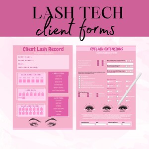 Lash Client Record Template, Editable Lash Mapping Printable Form, Eyelash Extensions Client Record, Pink and white lash form, Lash Client