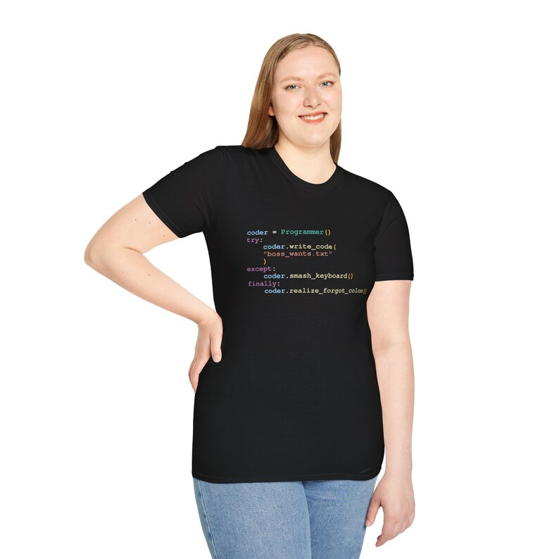 Python-programmering grappig shirt, code schrijven proberen / behalve / eindelijk cadeau voor codeerders afbeelding 4