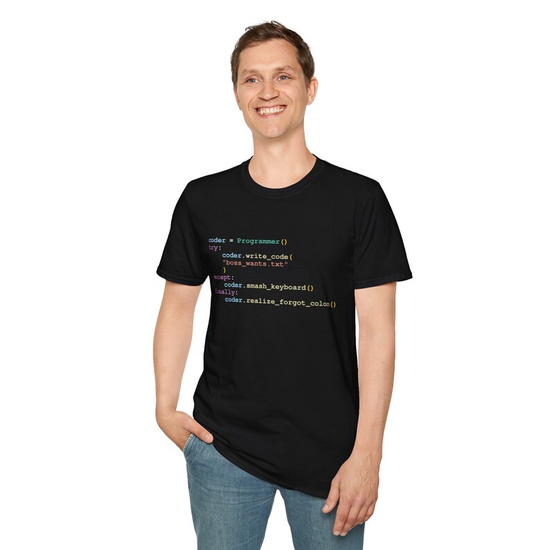 Python-programmering grappig shirt, code schrijven proberen / behalve / eindelijk cadeau voor codeerders afbeelding 5