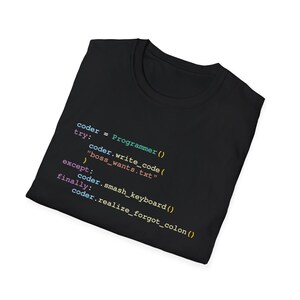Python-programmering grappig shirt, code schrijven proberen / behalve / eindelijk cadeau voor codeerders afbeelding 3