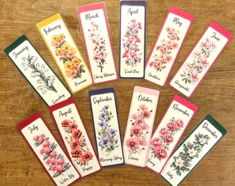 Birth Month Flower Bookmarks - Collection 2  |  Floral Bookmark | Book Lover Gift | Flower Lover Gift