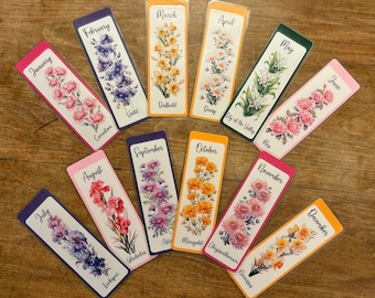 Birth Month Flower Bookmarks - Collection 1  |  Floral Bookmark | Book Lover Gift | Flower Lover Gift