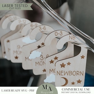 Genderneutrale babykast verdelers SVG-bestand downloaden voor lasers pasgeboren kwekerij organisatie kraamcadeau kast kleding scheidingstekens