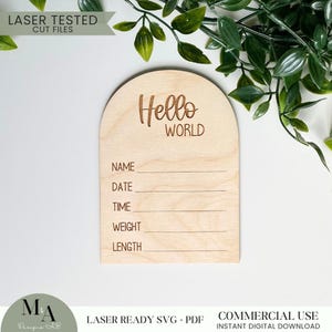 Archivo SVG de corte láser con el nombre del bebé, anuncio de nacimiento, decoración de guardería, idea de regalo personal para baby shower.
