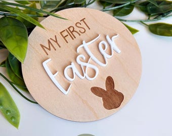 Personalized Easter Bunny Disc, First Easter Photo Prop (SVG)