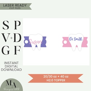 Stanley H2.0 dent 3D plaque signalétique Laser ready fichier de coupe SVG dentiste idées cadeaux hygiéniste dentaire bouteille d'eau personnalisée personnalisée