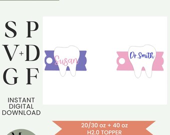 Tumbler Topper Tooth Name Plate Topper SVG (Laser Ready)