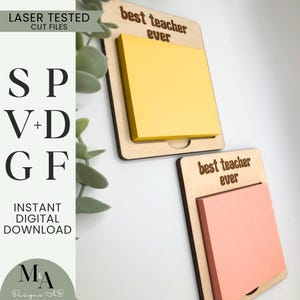 Notitiehouder bundel Post-it-sjabloon Laserklaar SVG-snijbestand beginnerspatroon Beste leraar ooit Kantoor kerstcadeau-ideeën