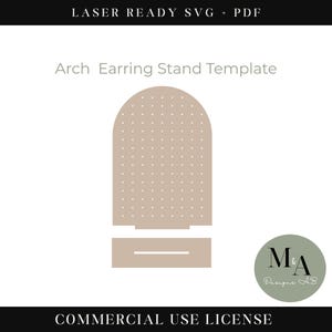 アーチ型イヤリングスタンドテンプレート SVG レーザー対応デジタルファイル（ジュエリーディスプレイ用）レーザー対応PDF レーザーカット初心者向けパターンジュエリーオーガナイザー
