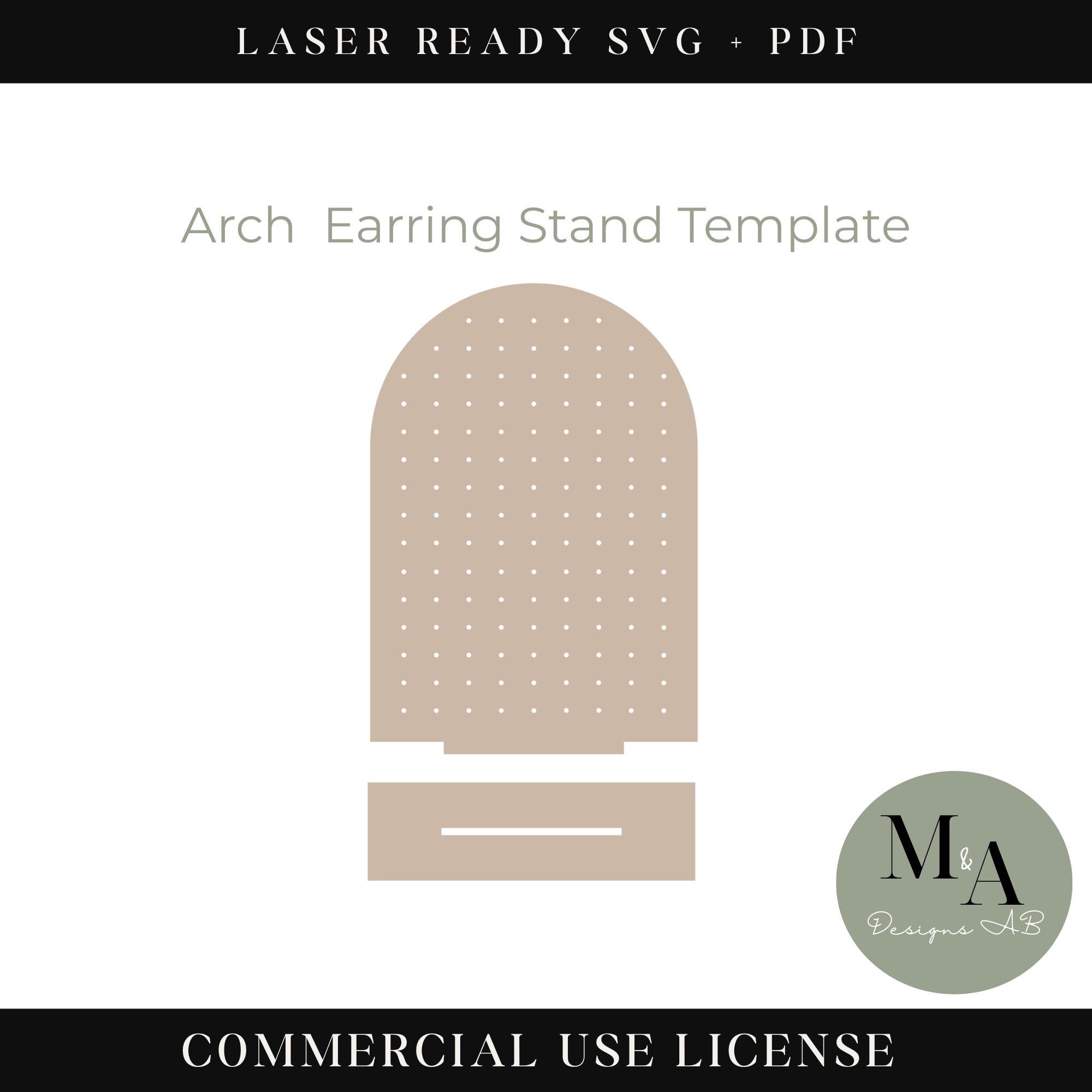 Arch Earring Stand Template SVG Laser Ready Digital File for Jewelry Display Laser Ready PDF Laser Cut Beginner Pattern Jewelry Organizer