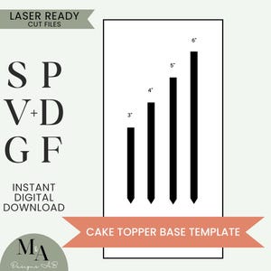 ケーキトッパーテンプレートスティックレーザー対応SVGカッティングファイル初心者向けパターンケーキトッパーベースファイルデジタルパーソナライズケーキトッパーSVGファイル