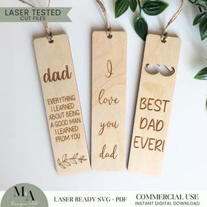 Lesezeichen Bündel Ich liebe dich Lesezeichen Lesezeichen Laser bereit SVG Schneidedatei Anfänger Muster Gravur Design Beste Dad überhaupt Geschenkideen