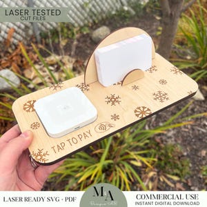 Visitenkartenhalter Platz Reader Halter Laser bereit Datei Laserschneiden Anfänger Muster Verkäufer Marktstand Display Zahlung durch Tap