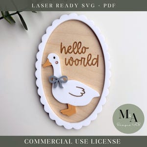 Dumme Gans Geburtsanzeige Laser bereit SVG Schneidedatei Hallo Welt Baby Geschenk Neugeborene Ankündigung Baby Shower Neue Mama Ideen