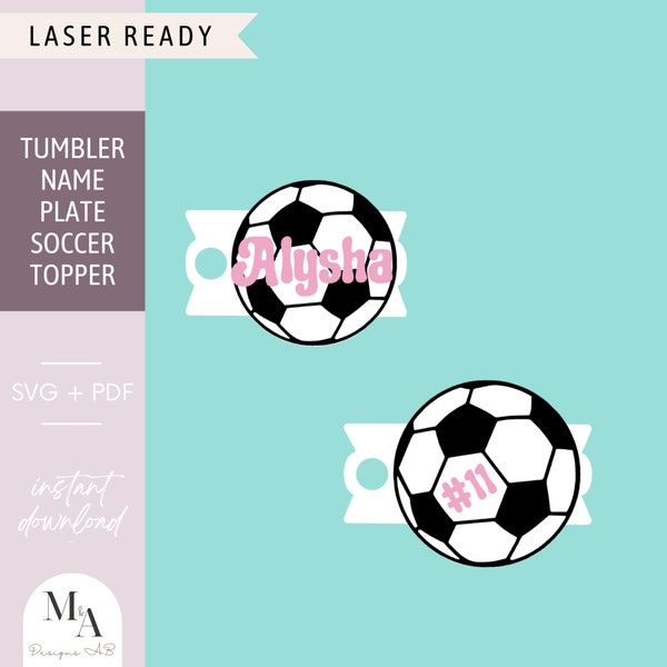 Stanley Soccer Ball Topper | Laser ready file | Laser cutting beginner pattern | Name Tag File Stanley H2.0 | Stanley Name Plate Foot Ball