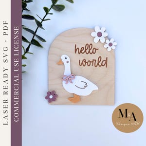 Dumme Gans Geburtsanzeige Laser bereit SVG Schneidedatei Hallo Welt Baby Geschenk Neugeborene Ankündigung Baby Shower Neue Mama Ideen