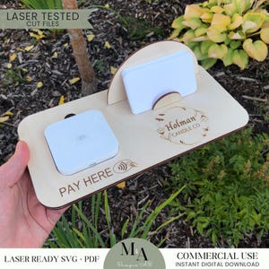 Visitenkartenhalter Platz Reader Halter Laser bereit Datei Laserschneiden Anfänger Muster Verkäufer Marktstand Display Zahlung durch Tap