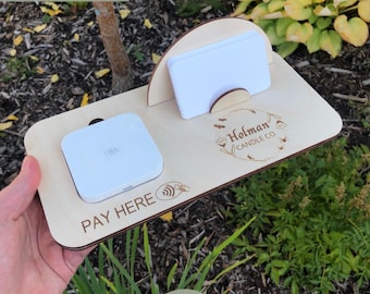 Business Card Holder Square Reader Holder Laser Ready File Laser Cutting Beginner Pattern Vendor Market Booth Display Payment by Tap
