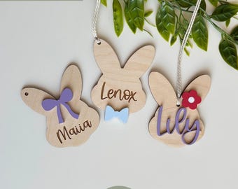 Personalized Easter Bunny Tag SVG File, Laser Cut Name Tag