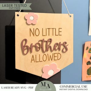 Mädchenzimmer hängende Wimpelkette keine Brüder erlaubt keine Jungen erlaubt Zeichen SVG Laser bereit Datei Kinderzimmer Ideen Bundle Designs Spielzimmer