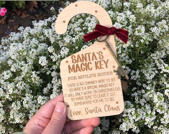 Santa Magic Key Door Hanger SVG, laserskuren fil (digital nedladdning)