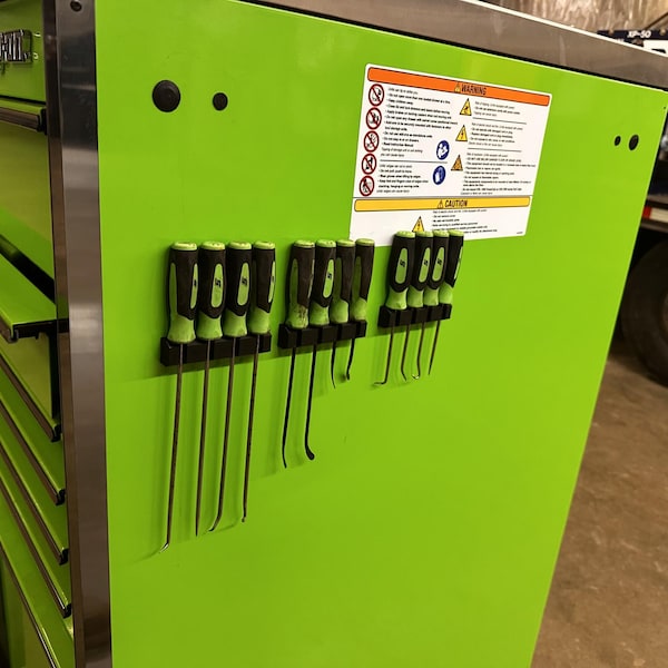 Magnetic Pick & Hook Holder for Toolbox | Modular Mechanic Tool Organizer | Custom Magnetic Tool Rack | 2-12 Tool Holder | Shop Storage