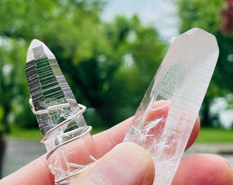Lemurian Quartz Sterling Silver Pendant: Hand-Wrapped Healing Crystal