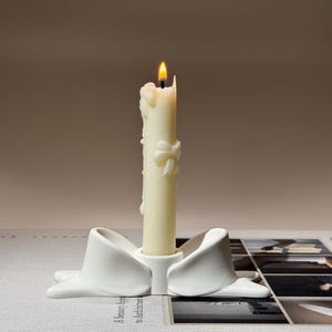 Handmade Jesmonite Bow Candle Holder: Elegant Home Decor