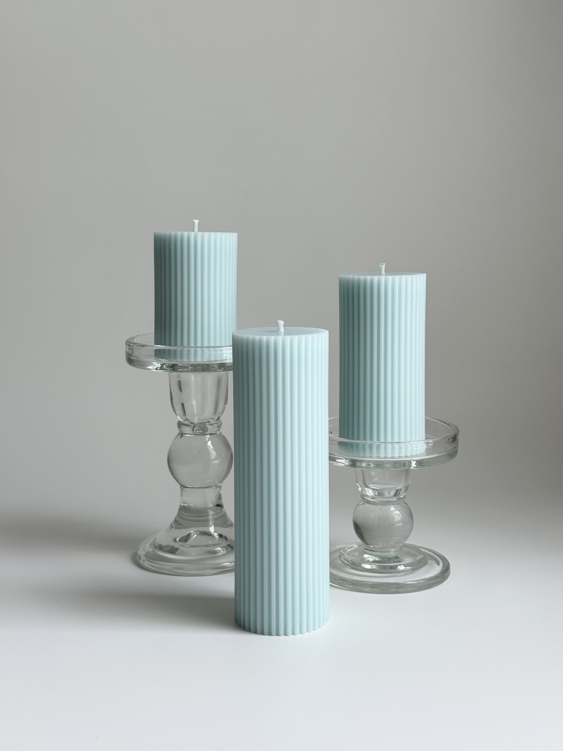 Ribbed Pillar Candle / Set of 3 / Decor Candle - Etsy