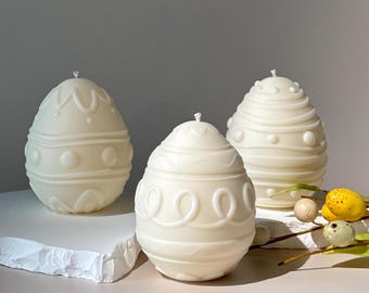 Handgefertigte Osterei Sojawachs Kerze: Frühlingshafte Tischdeko, 21 Stunden Brenndauer