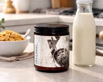 Mjölk- och honungssojaljus | Träveke, mysig doft