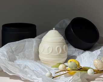 Handgefertigte Osterei-Kerze: Sojawachs Dekor, 21 Stunden Brenndauer