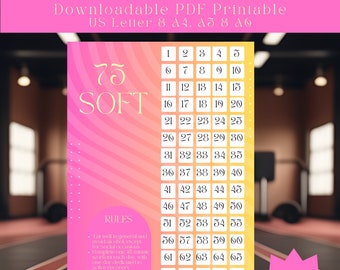 75 Soft Challenge – Minimaler digital druckbarer PDF-Tracker, ideal für Selbstverbesserung/Gewichtsverlust/Fitness. Enthält Social-Media-Inhalte!