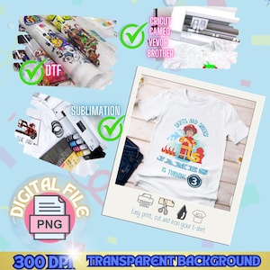 Personalized Firefighter Birthday Design - Digital PNG File - Custom Photo, Name & Age - Perfect for T-Shirts Cameo, cricut, DTF sublimation